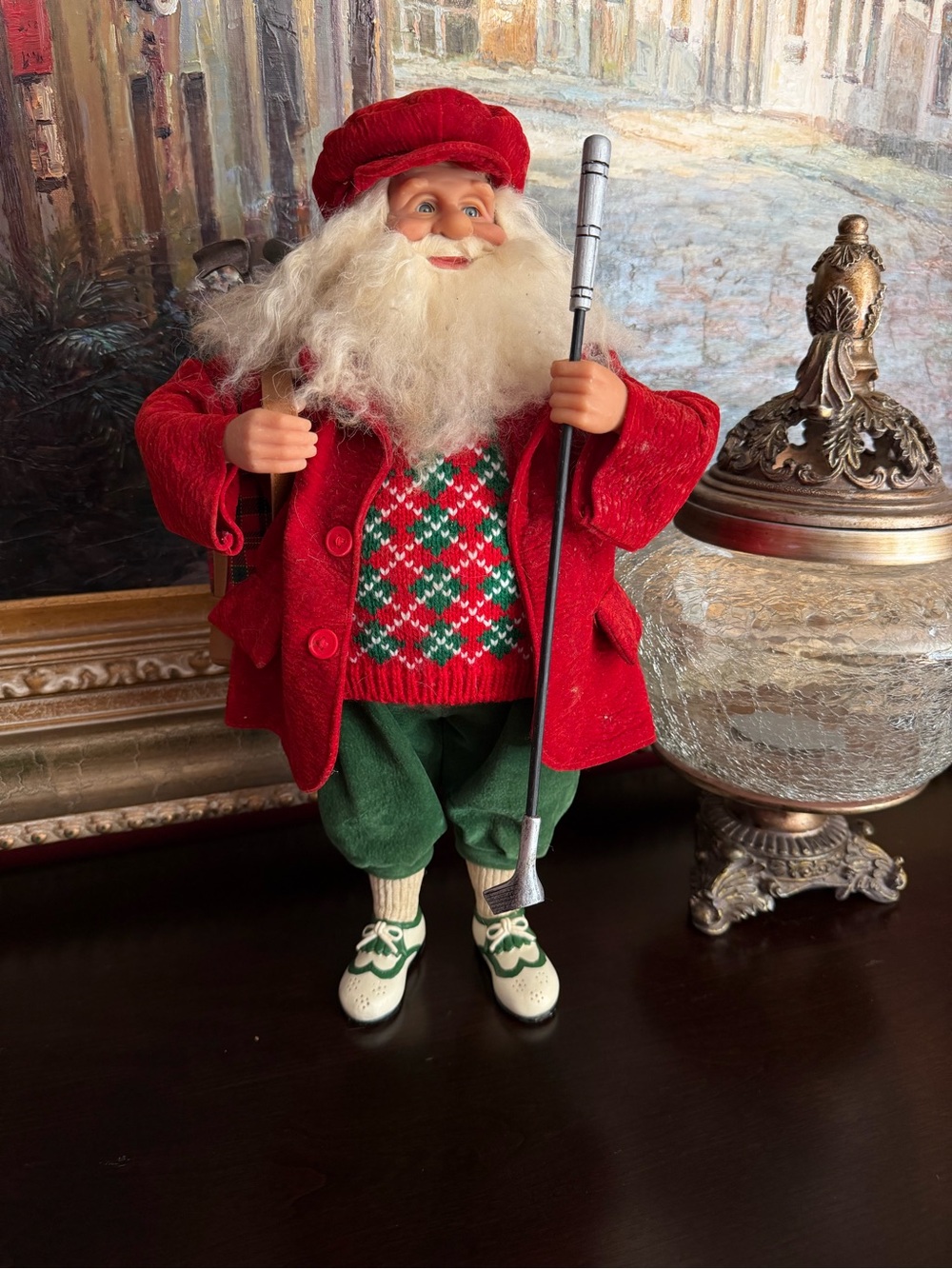 Santa Golfing decor - Christmas Santa